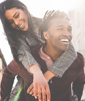 Couple smiling